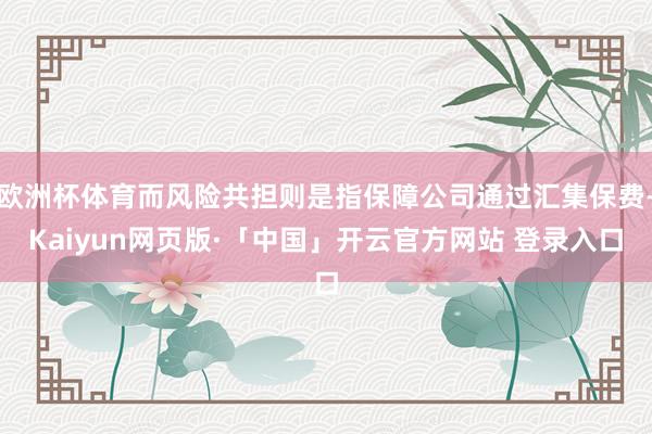 欧洲杯体育而风险共担则是指保障公司通过汇集保费-Kaiyun网页版·「中国」开云官方网站 登录入口