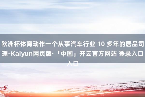 欧洲杯体育动作一个从事汽车行业 10 多年的居品司理-Kaiyun网页版·「中国」开云官方网站 登录入口