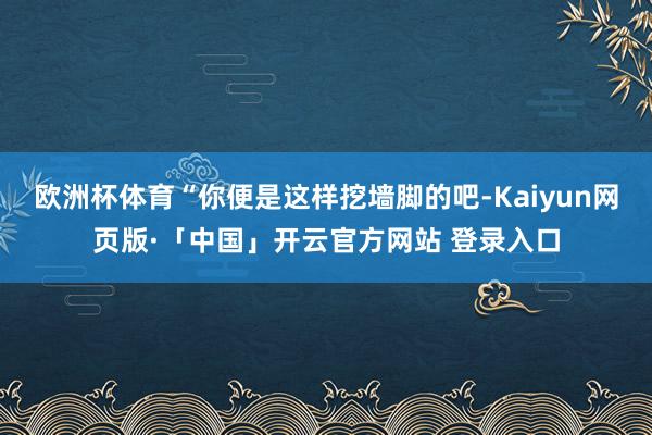 欧洲杯体育“你便是这样挖墙脚的吧-Kaiyun网页版·「中国」开云官方网站 登录入口